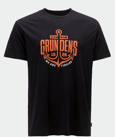 Grundens Tshirt Logo Anchor SS zwart (Extra Large)