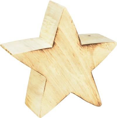 Rustieke decoratieve ster van hout - natuurlijke houtlook, 20x7 cm - v