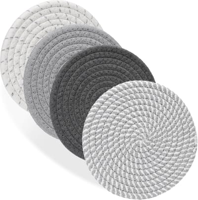 4 hittebestendige onderzetters van 18 cm, pannenlappen voor de keuken, bordenonderzetters voor op het aanrecht, tafel, woonaccessoires - Verschillende grijstinten