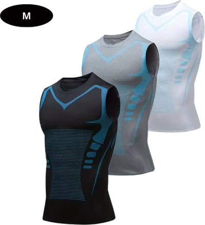Livano Sportshirt Heren - Sport - Fitness - Compressie Shirt - Corrigerend Hemd - Sportkleding - Mannen - 3 Stuks - Zwart Grijs Wit - M