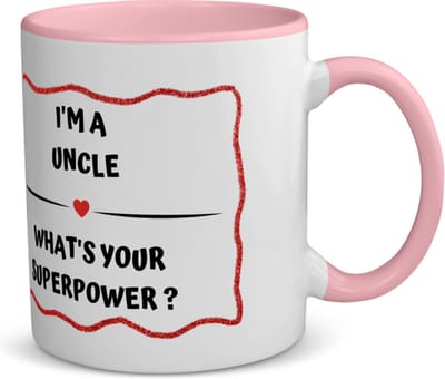 Akyol - i'm a uncle what's your superpower? koffiemok - theemok - roze - Oom - super oom - verjaardag - cadeautje voor oom - oom artikelen - kado - geschenk - 350 ML inhoud