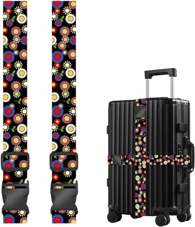 Thijox - Bagageriemen Set 2 Stuks Kofferriem Opvallende Verstelbare Bagage Riemen Kleurrijke Bescherming Riemen 180 cm x 5 cm voor Identificatie en Re