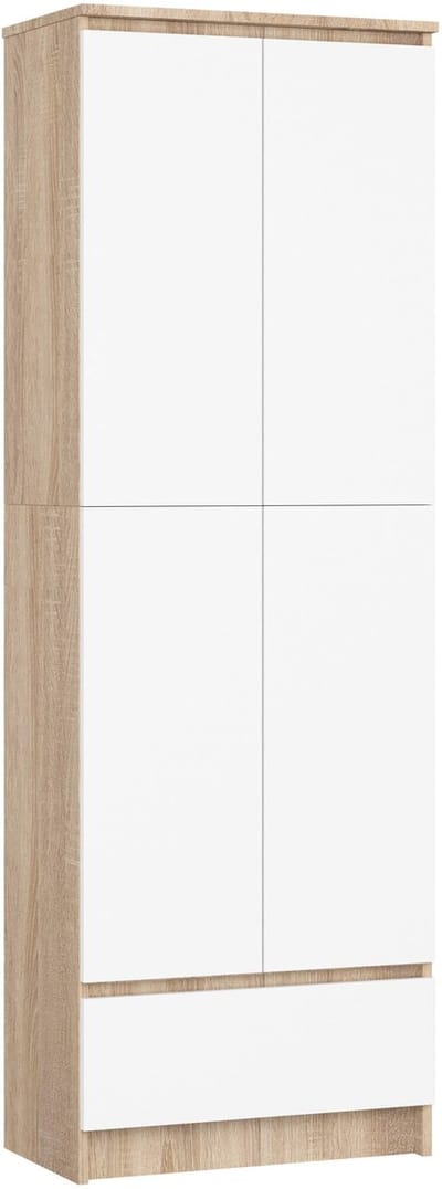 Kantoorkast R60 met 4 Deuren en 1 Lade / AKORD Furniture Factory / Sonoma Eik - Wit / 60 x 180 x 35 cm