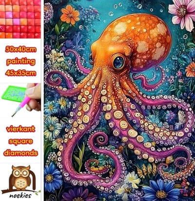 50x40cm Diamond Painting octopus (vierkant) nr 30