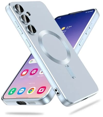 Casemania Hoesje Geschikt voor Samsung Galaxy S25 - Blauw - Matte Siliconen Back Cover - Geschikt voor MagSafe