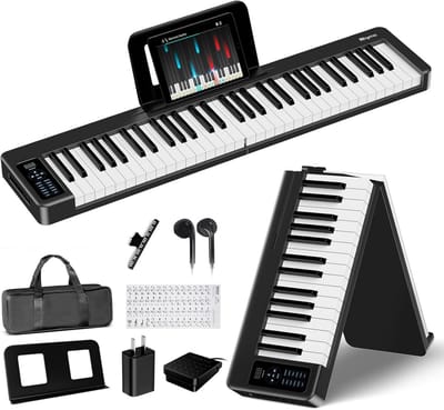 Inklapbaar Digitale Piano Keyboard met 61 Toetsen, Draagbaar en Lichtgevoelig
