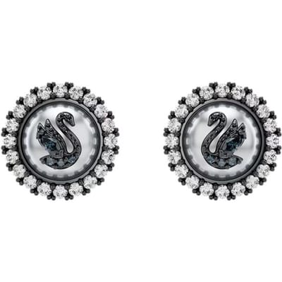 Swarovski Zwaan Decoratie Zirconia Rhodium Plated Imitatie Kristal Imitatie Parel Oorbellen Dames oorbellen Grijs 5680848 Shopping Bag gray