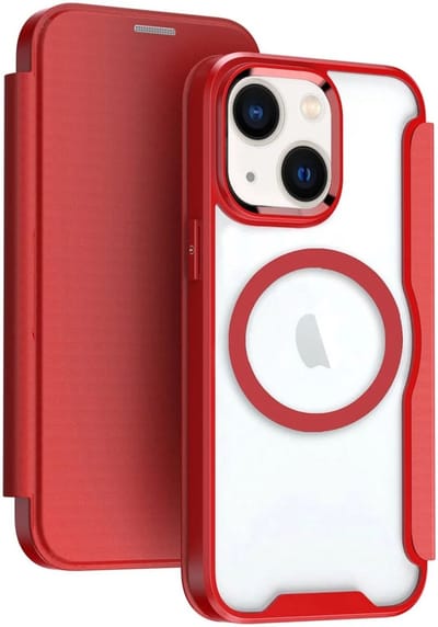 Portemonnee Hoesje Geschikt voor Apple iPhone 13 / 14 | Compatibel met MagSafe | Wallet Book Case met Magneet | Beschermhoes met Pasjeshouder | Rood