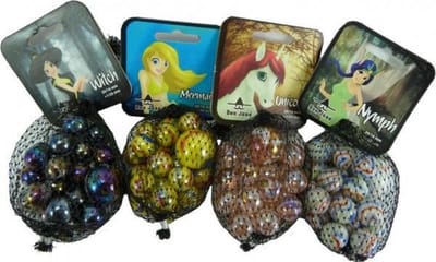 Knikkers Mythische wezens , Unicorn , Elf, Heks , Zeemeermin 4 x 21 stuks