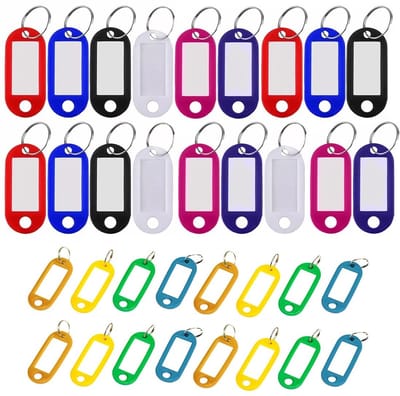 Dailygoods- Sleutelhangers 30 Stuks - Kunststof Sleutelhanger - Sleutelbordjes - Sleutellabels - Etiketten voor Koffer - Draagbaar en Duurzaam - Sleuteltags