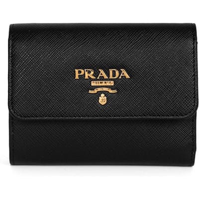 Prada Saffiano Driehoek Logo Portemonnee F0002 1mh025 1MH025 QWA F0002 black