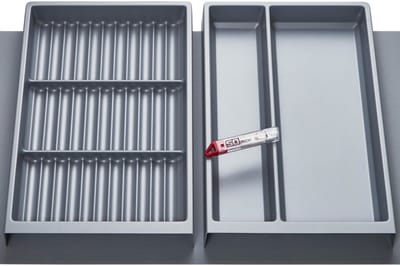 Orga-Box Vario SET 3 zilvergrijs voor lade van 100 mm: multifunctionele inleg, kruidenbak, antislipmat Orga-Weave