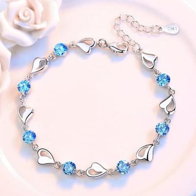 Nieuwe 925 Sterling Zilver Nieuwe Sieraden Armband Hoge Kwaliteit Retro Eenvoudige Kleur Hartvormige Kubieke Zirkonia Lengte 17cm +4cm white