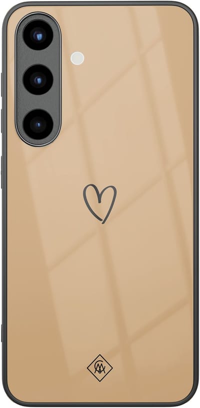 Casimoda® hoesje - Geschikt voor Samsung Galaxy S25 - Hart Bruin - Luxe Hard Case Zwart - Backcover telefoonhoesje - Bruin/beige