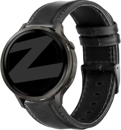 Bandz Leren bandje 'Classic' (22mm) - Geschikt voor Garmin Vivoactive 4 / Garmin Venu 2 / Garmin Venu 3 / Garmin Forerunner 255 / Garmin Forerunner 265 / Garmin Forerunner 570 - 47mm / Garmin Venu 4 - 45mm - Zwart