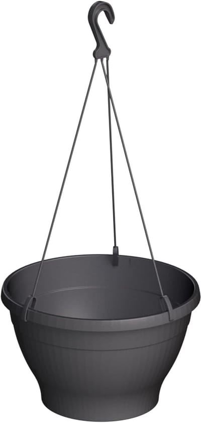 Hangende bloempot - Bloempot voor buiten - Planten decoreren - Weerbestendige duurzaamheid - Diameter 26 cm - Antraciet