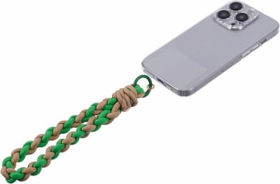 Peachy Telefoonkoord Robuust Touw Gevlochten Polsbandje met Bevestigingsplaatje Smartphone Telefoon - Camo Army Green