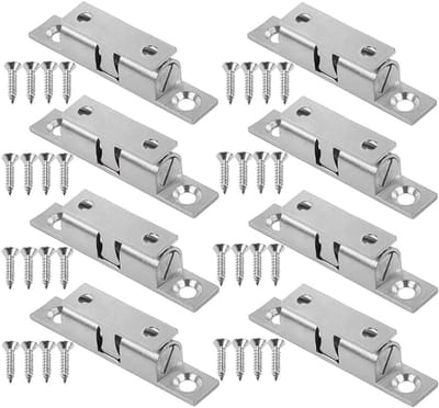Deursnapper - Dubbele Kogelsnapper - 8 Stuks - Geschikt voor Keukenkastdeuren - Meubelsnapper - Deurkrater - 50 mm - Met 32 Schroeven - Zwart