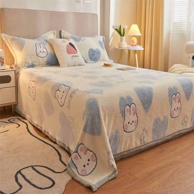 Verdikte Koraalwol Deken Hoeslaken Thermische Isolatie Eenpersoons Slaapzaal Dubbelzijdige Deken Matras Bed Thermische Isolatie 150*200cm