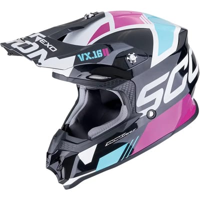 Scorpion VX-16 Evo Air Analog Zwart Roze Crosshelm - Helm