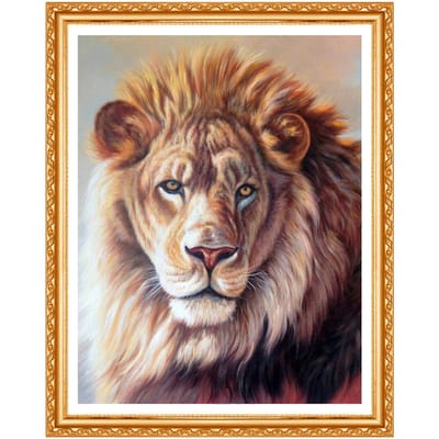 Peinture diamant thème Lion, broderie complète 5D, couture artisanale, bricolage, point de croix, cadeau, décoration murale 20X30CM white