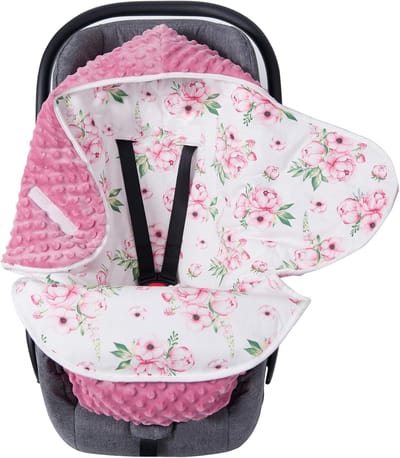 Universele Wikkeldeken voor Baby: Voetenzak voor Kinderwagen, Autostoel & Buggy (3-12 Maanden, Roze Bloemen)