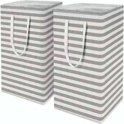Peysaitr - Opvouwbare Wasmand - 75L Grote Capaciteit - Waterdicht Katoen-Linnen - Met Versterkte Lange Handvatten - 40x30x60cm - 2 Stuks