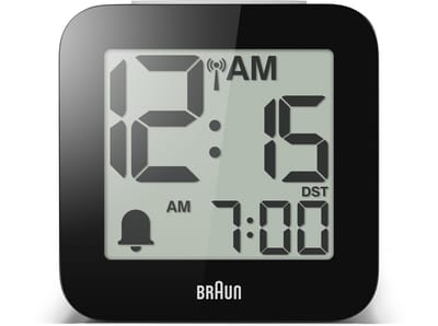 Braun BC25WP-DCF - Wekker - Digitaal - Sprekende klok - Afgerond vierkant - Radiogestuurde tijdsaanduiding - Alarm - Snooze - Crescendo - LCD-Scherm - Licht - Wit - Zwart