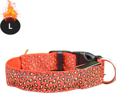 Bovista Lichtgevende Halsband - Verlichte Halsband - Lichtgevend - Hond - Kat - Lampje - Hondenhalsband Led - Oplaadbaar - Panter - Rood - L