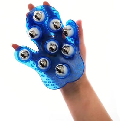 Roller Ball Body Massage Handschoen Spierpijnverlichting Ontspan Anti-Cellulitis Massager Voor Hand Nek Rug Schouder Billen Gezondheidszorg blauw
