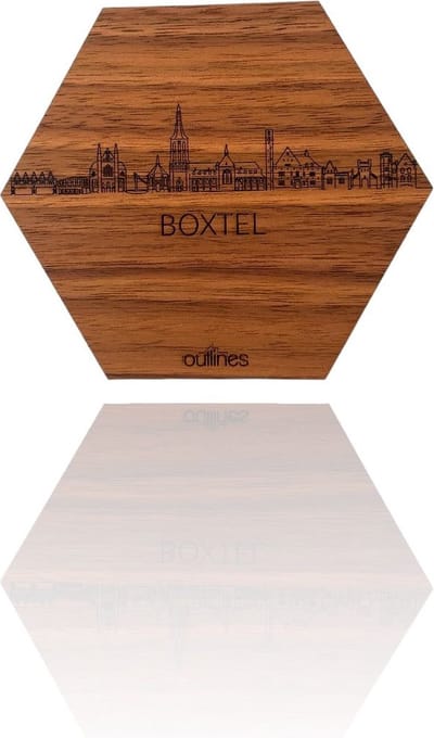 5x Onderzetters Skyline van Boxtel - 10x9cm - Eikenhout