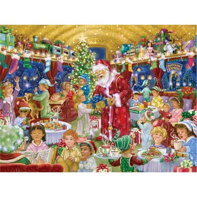 5D DIY volledige ronde boor diamant schilderij Kerstman geeft cadeautjes mozaïek borduurwerk 20X30CM blue