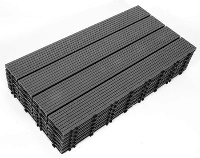 Terrastegels 60x30cm 12 stuks 2m² WPC Tegels Balkon Terras of Vlonder Snelle Montage Vlondertegel Tuintegels Terrasplanken Balkon vloer Kliktegels Buiten tegels Donkergrijs
