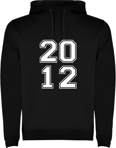 Zwarte Hoodie Varsity College Cijfers 2012 - Cijfers Wit - Opvallend Stoer - Mooi Maat M