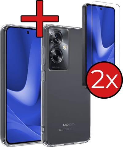 Hoesje - Met 2x Screenprotector - Geschikt voor OPPO A79 - Sterk & Shockproof - Telefoon Hoes - Back Cover - Siliconen Case - Telefoonhoes - Transparant