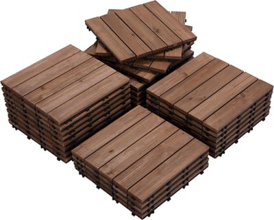 Houten Tegels - Terrastegels Balkonvloer - Buiten Leven - Snelle Klik Montage - 30 x 30 cm - Bruin