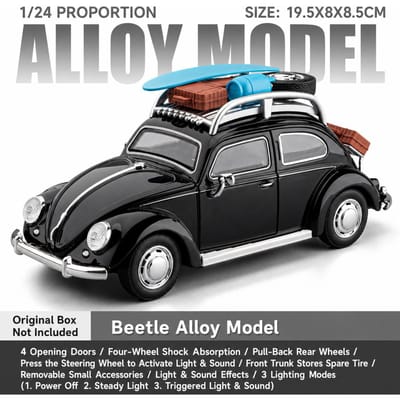 1/24 Volkswagen Klassieke Kever Vintage Speelgoedauto Diecast Metaal Rally Miniatuur Geluid & Licht Cadeau Voor Kind Jongen Collectie