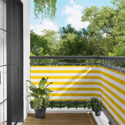 vidaXL Balkon Scherm 75 x 200 cm Oxford Stof Rechthoekig Geel en Wit