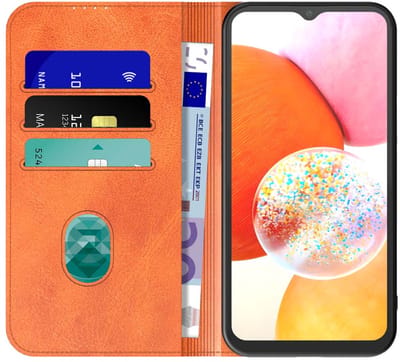 Geschikt voor Samsung Galaxy A14 Telefoonhoesje Bruin Kunstleer Met Magnetische Sluiting - Portemonnee BookCase Met Pasjeshouder - ProtX