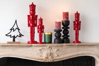 J-Line figuur Notenkraker - polyresin - blinkend rood - small - 2 stuks