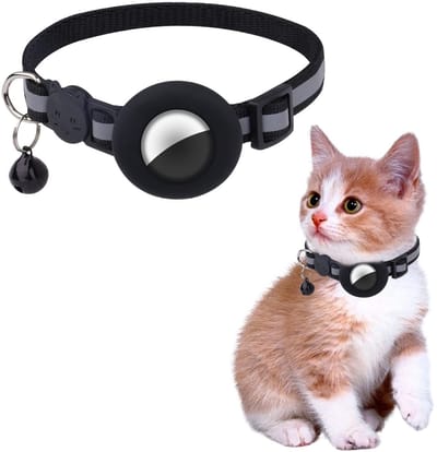 Dailygoods - Airtag Kattenhalsband met Veiligheidsgesp en Bel - Waterdicht en Reflecterend