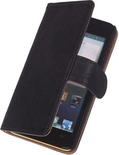 LELYCASE Sony Xperia T3 Luxe Echt Lederen Book Wallet Hoesje Zwart