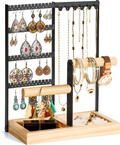 YONO Sieradenhouder - Sieradenrekje - Organizer voor Oorbellen - Kettingen - Armbanden - Opbergen - Houder - Zwart