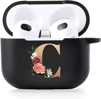 Zachte TPU Hoes voor AirPods 4 (2024) met Karabijnhaak - Zwart Patroon Oplader Cover