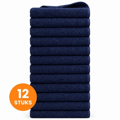 Funnies Handdoeken 12-Pack Navy - Set van 12 Luxe Handdoeken - 50 x 100 cm - Hoogwaardig 100% Katoen - 500 gram/m² Dikke, Zachte en Sneldrogende Handdoek - Ideaal voor Badkamer, Sport, Sauna, Zwembad en Vakantie