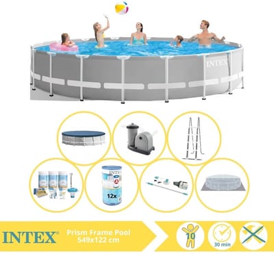 Intex Prism Frame Zwembad - Opzetzwembad - 549x122 cm - Inclusief Onderhoudspakket, Filter en Stofzuiger