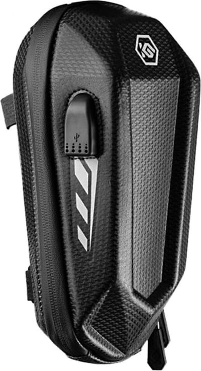DrPhone WFT1 – Waterdicht Fiets Opbergtas – EVA SHELL Materiaal – Tas Met Ingebouwde USB Ingang – Eenvoudig Te Installeren - Zwart