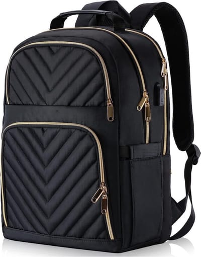 Rugzak voor dames, 15,6 inch, schoolrugzak, meisjes, tieners, met USB-oplaadaansluiting, laptoprugzak, stijlvolle dagrugzak, waterdicht, voor school, universiteit, reizen, werk