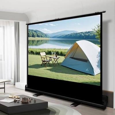 Draagbaar Projectiescherm - Vloer Scherm - Films Kijken - Instelbare Beeldverhouding - 4K Ultra HD - Wit