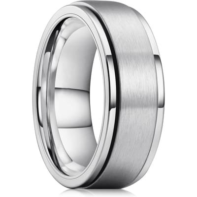Roestvrijstalen Angst Fidget Spinner Ringen voor Mannen Coole Punk Draaiende Roterende Ringen voor mannen Anti Stress Trouwring Sieraden 6 white